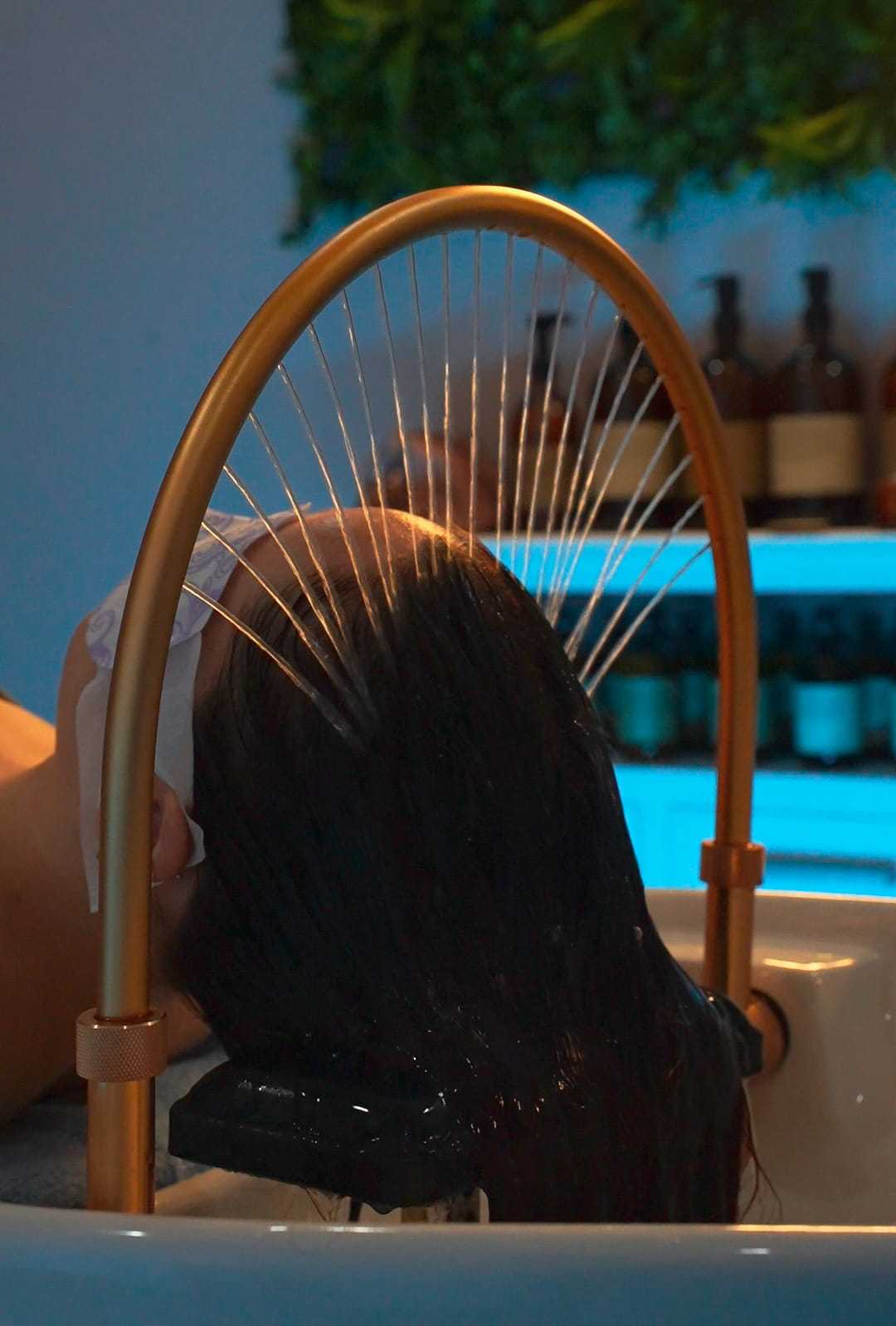 Luxurious salon hair wash with relaxing spray arch.