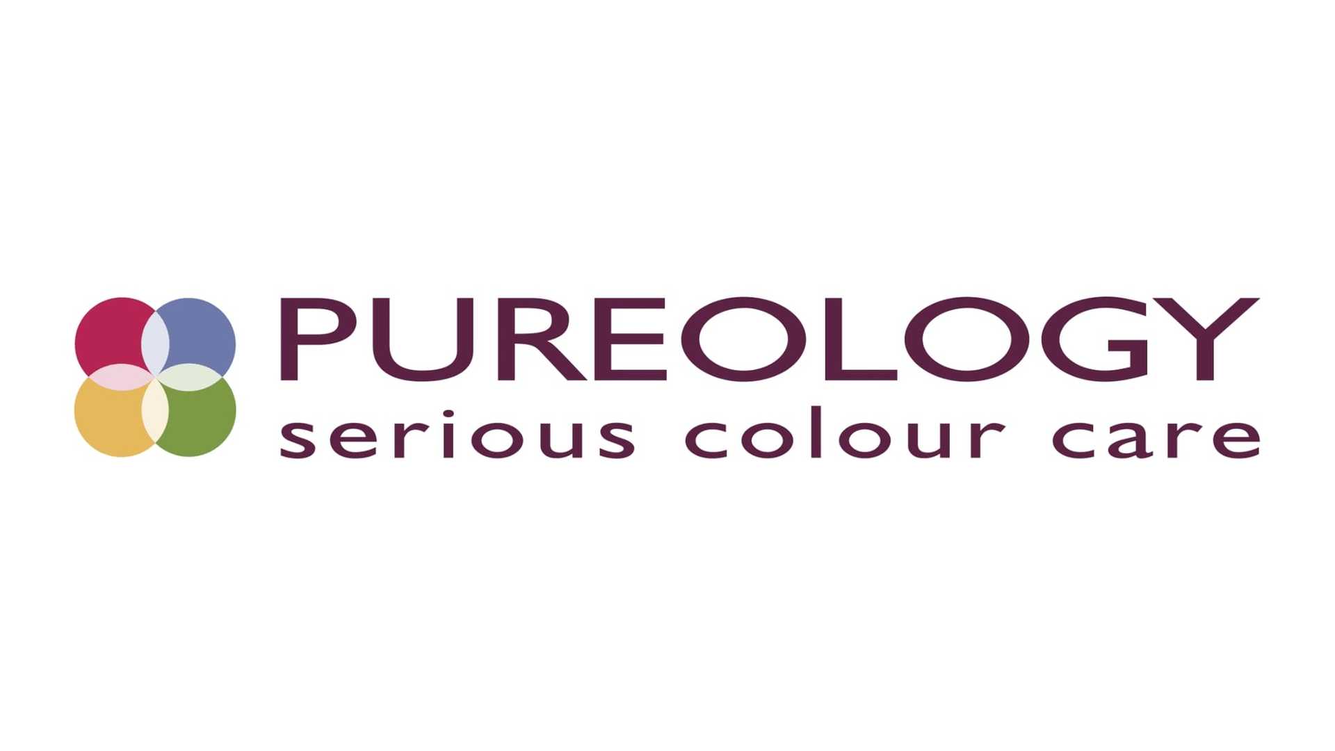 Pureology logo with colorful floral design and "serious colour care" text.