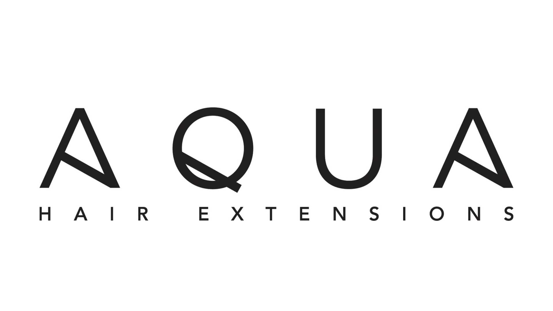 Logo for Aqua Hair Extensions with stylized text design.