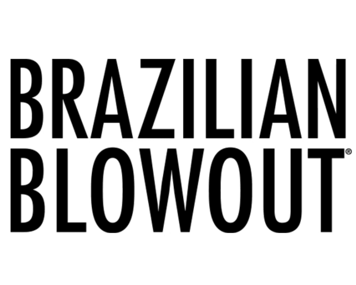 Brazilian Blowout logo in bold, black font.