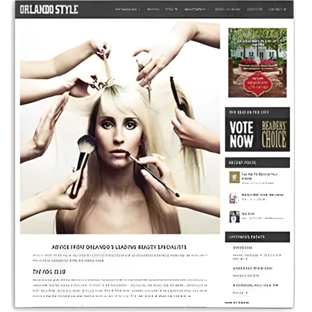 Fashion website with woman styled by multiple hands.