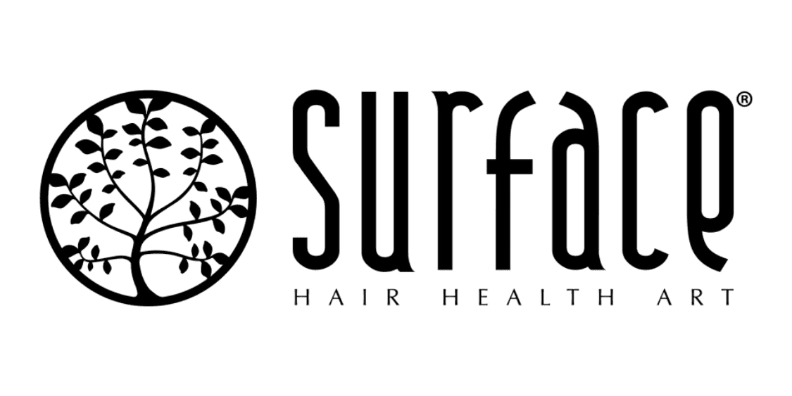 Logo of Surface featuring a tree design with the words "Hair Health Art.