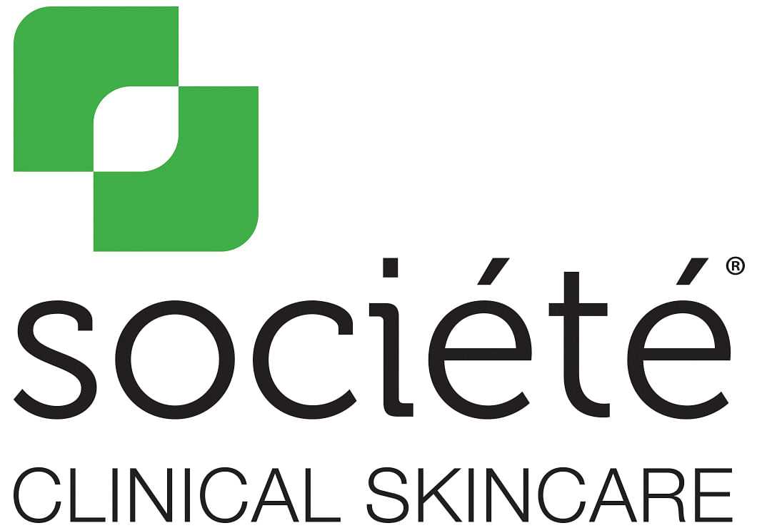 Logo of Société Clinical Skincare with green intertwined shapes above the company name in black text.