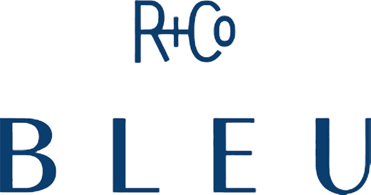 R+Co Bleu logo in blue text on transparent background.