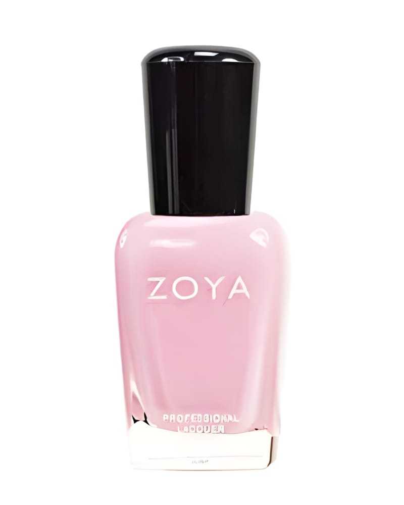 Pink Zoya nail polish bottle with a black cap.