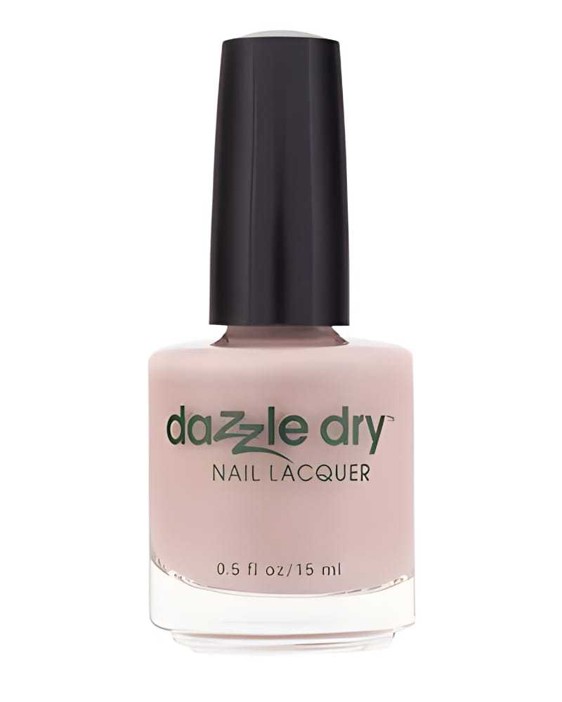Nude pink nail polish bottle labeled "dazzle dry nail lacquer," 0.5 fl oz.