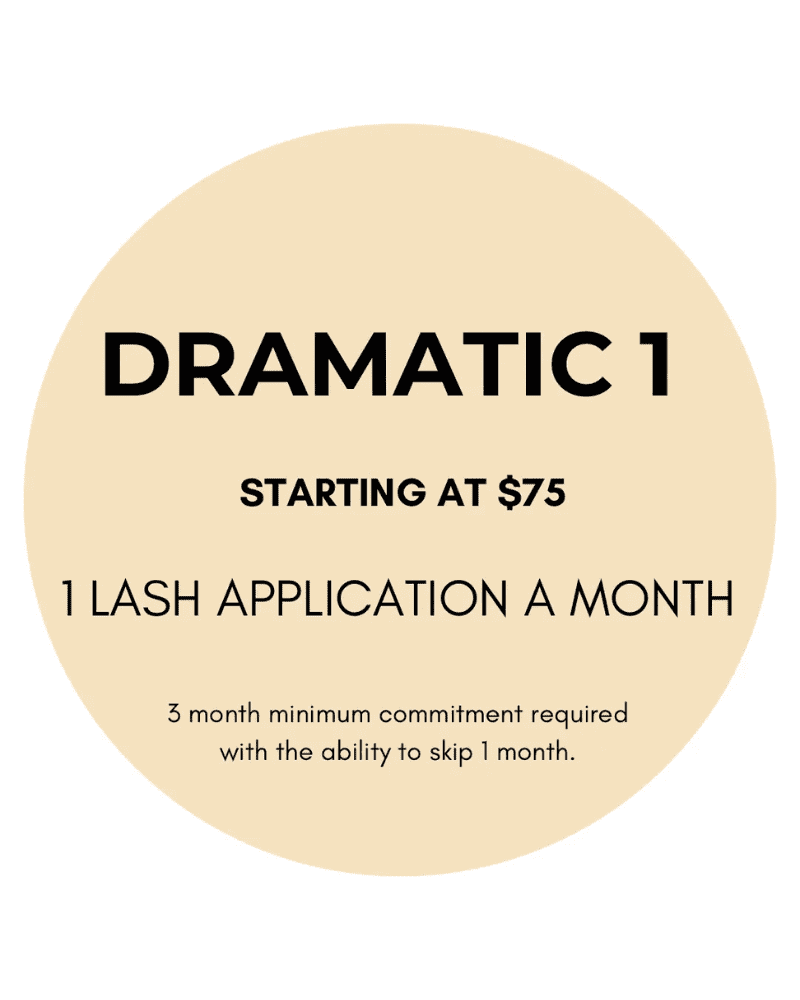 Lash service plan: $75/month, 1 application. 3-month minimum, skip 1 month option.
